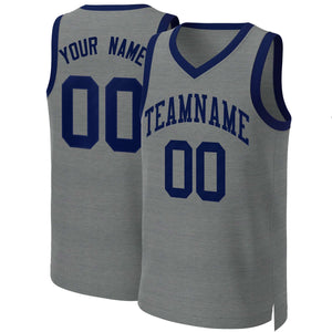 Maillot de basket-ball classique personnalisé gris foncé marine