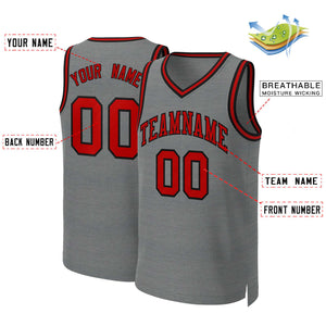 Maillot de basket-ball classique personnalisé gris foncé rouge-noir