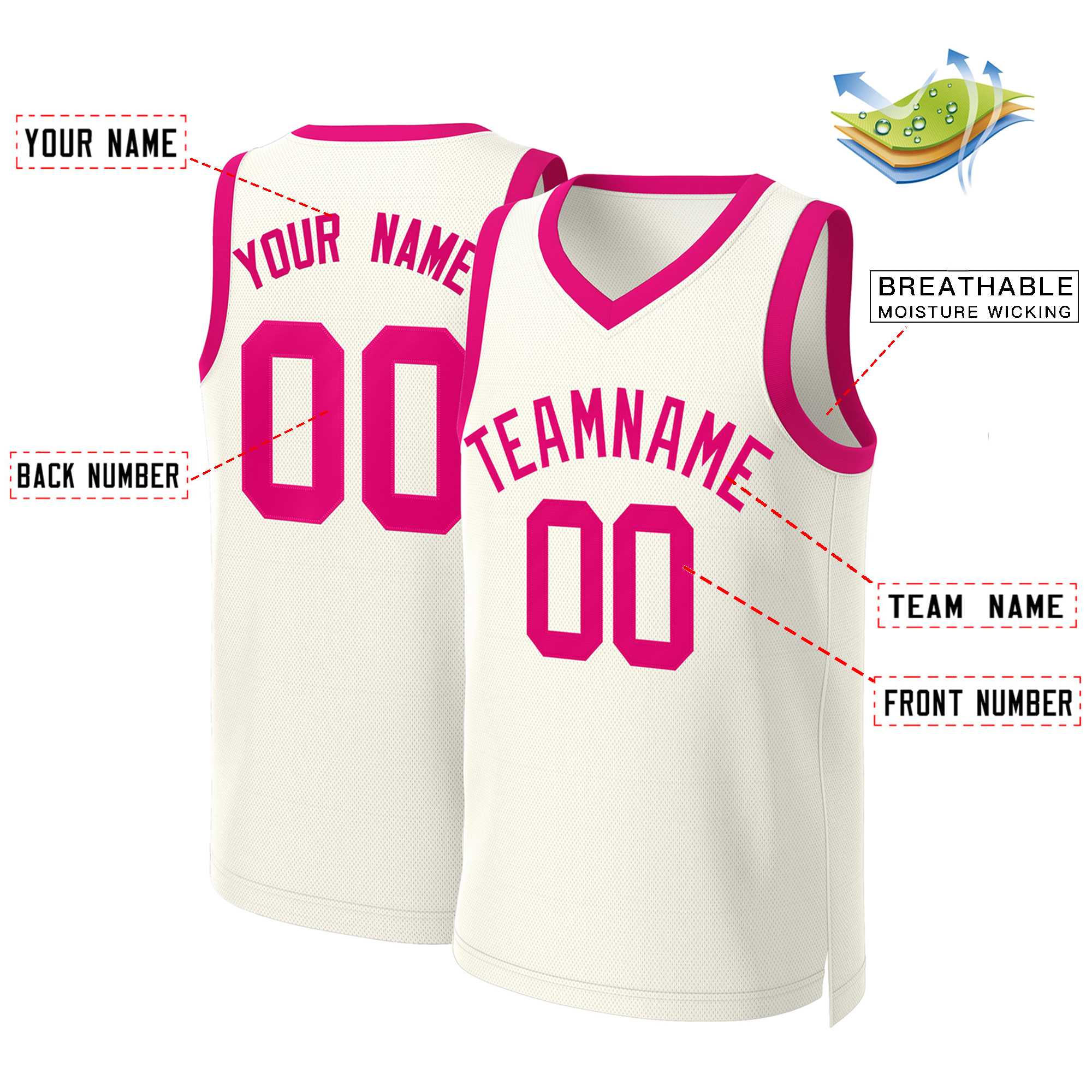 Custom Khaki Pink Classic Tops Basketball Jersey