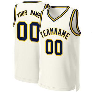 Maillot de basket-ball classique personnalisé kaki marine-jaune