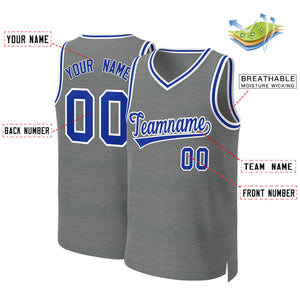 Maillot de basket-ball classique personnalisé gris foncé Royal-blanc