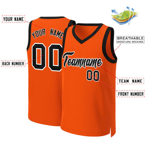 Maillot de basket-ball classique personnalisé Orange noir-blanc