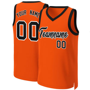 Maillot de basket-ball classique personnalisé Orange noir-blanc