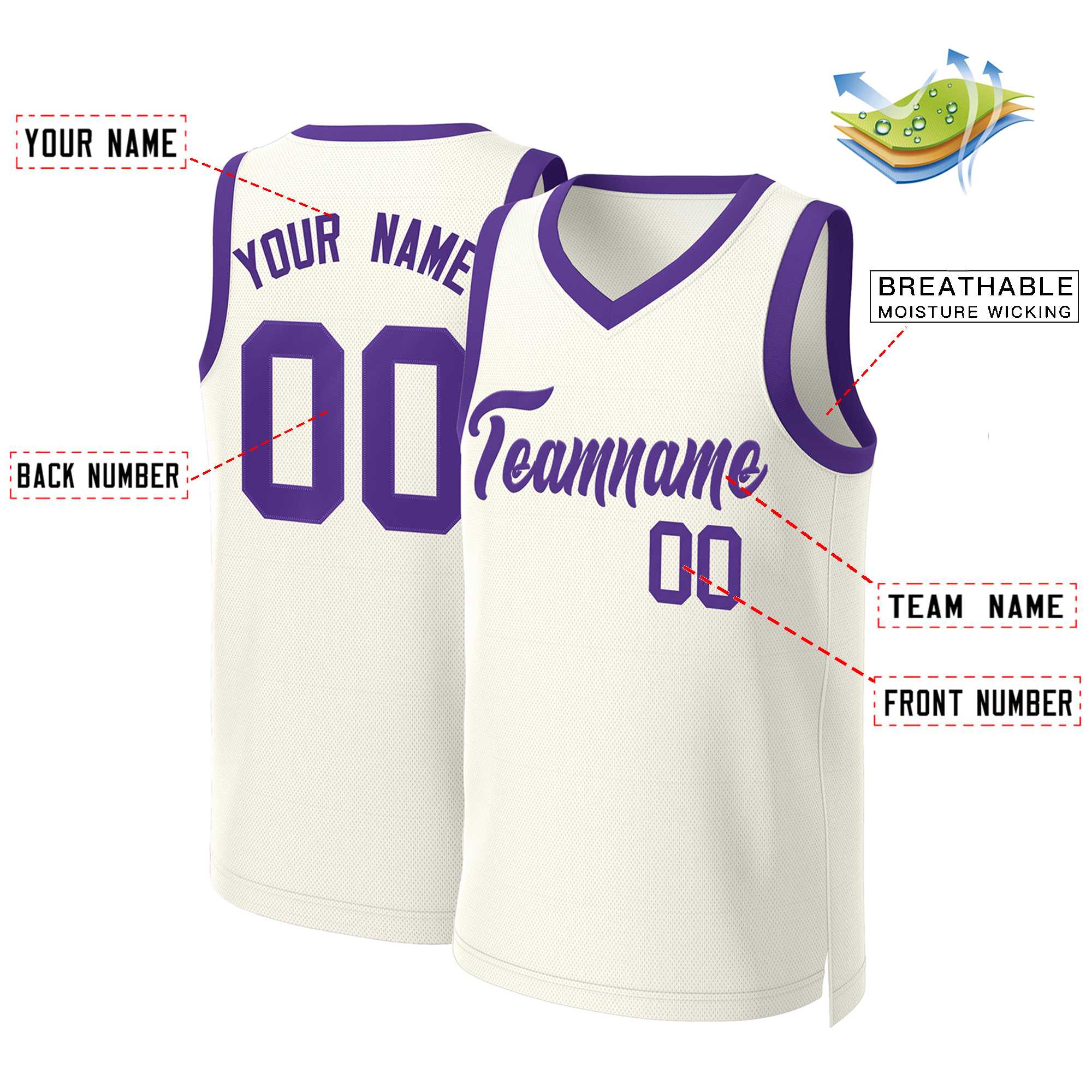 Custom Khaki Purple Classic Tops Basketball Jersey