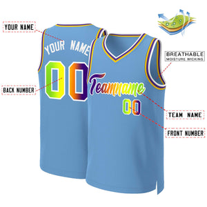 Custom Light Blue Purple-White Classic Gradient Fashion Tops Basketball Jersey