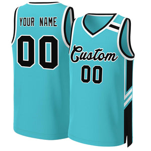 Maillot de basket-ball en maille, personnalisé, bleu sarcelle, noir, blanc, classique