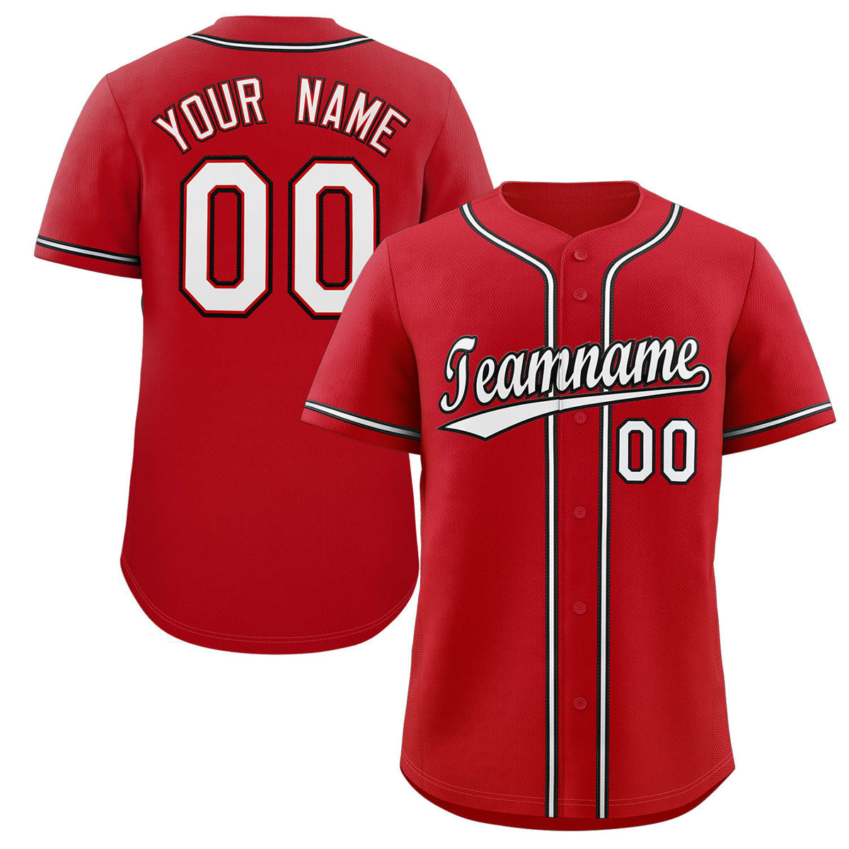 Custom Red White-Black Classic Style Authentic Baseball Jersey