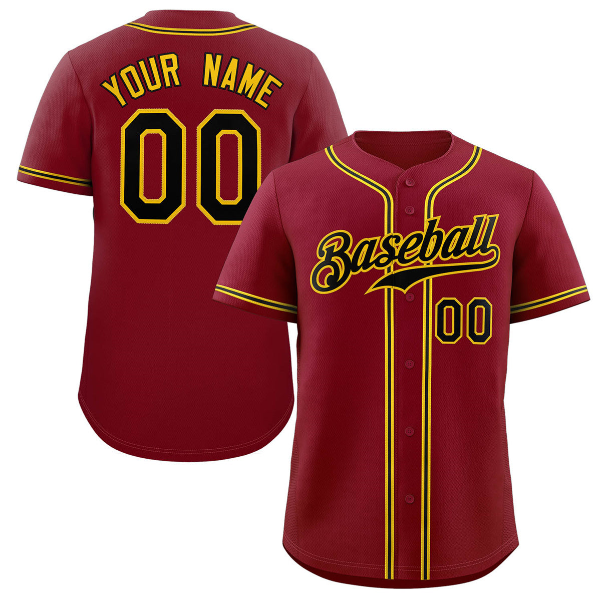 Custom Crimson Black-Gold Classic Style Authentic Baseball Jersey