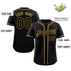 Maillot de baseball authentique de style classique noir personnalisé Old Gold