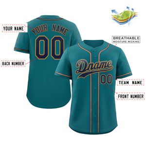 Maillot de baseball authentique de style classique Aqua Royal-Old Gold personnalisé