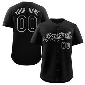 Maillot de baseball authentique de style classique noir noir-gris personnalisé