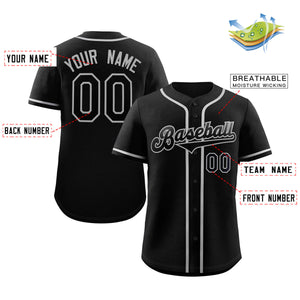 Custom Black Black-Gray Classic Style Authentic Baseball Jersey