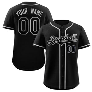 Custom Black Black-Gray Classic Style Authentic Baseball Jersey