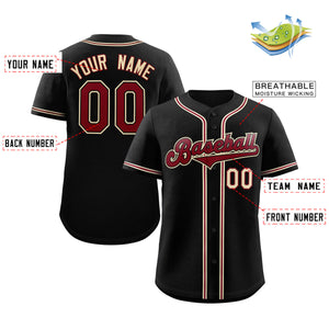 Maillot de baseball authentique de style classique noir cramoisi-crème personnalisé