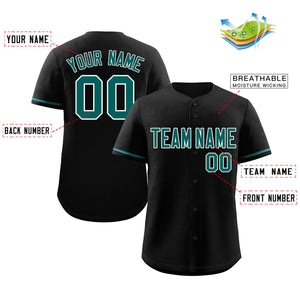 Custom Black Aqua-White Classic Style Authentic Baseball Jersey