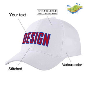 Casquette de baseball personnalisée blanche rouge-royale courbée Eaves Sport Design