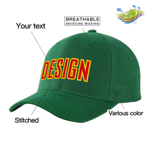 Custom Green Red-Yellow Curved Eaves Sport Design Baseball Cap