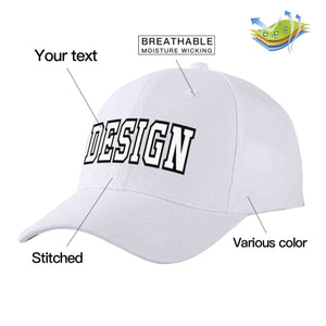 Custom White White-Black Curved Eaves Sport Design Baseball Cap