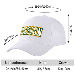 Custom White White-Kelly Green Curved Eaves Sport Design Baseball Cap