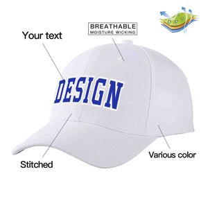 Casquette de baseball personnalisée blanche royale-blanche incurvée Eaves Sport Design