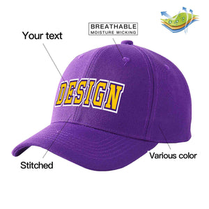 Casquette de baseball personnalisée violet or-violet courbé Eaves Sport Design