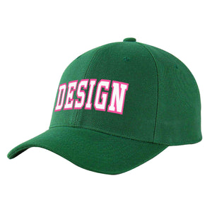 Casquette de baseball incurvée personnalisée vert blanc-rose avec avant-toit