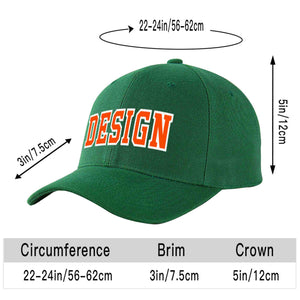 Casquette de baseball incurvée personnalisée vert orange-blanc avec avant-toit