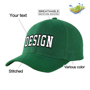 Casquette de baseball incurvée personnalisée vert blanc-noir avec avant-toit