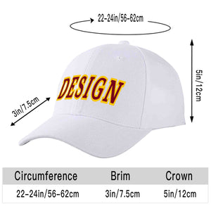 Casquette de baseball personnalisée blanche cramoisi-jaune courbée Eaves Sport Design