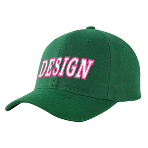 Casquette de baseball incurvée personnalisée vert blanc-rose avec avant-toit