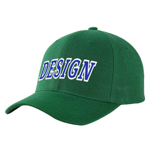 Casquette de baseball personnalisée vert royal-blanc courbé Eaves Sport Design