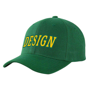 Casquette de baseball personnalisée verte Gold-Kelly Green Curved Eaves Sport Design