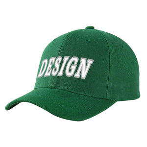 Casquette de baseball incurvée personnalisée vert blanc-gris avec avant-toit