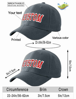 Conception personnalisée de casquette de baseball de sport incurvée gris foncé rouge-blanc pour hommes/femmes/jeunes