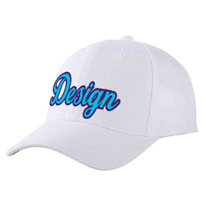 Custom White Light Blue-Purple Curved Eaves Sport Design Baseball Cap