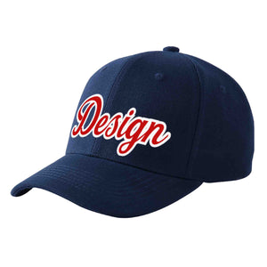 Casquette de baseball de conception de sport incurvée rouge-blanc marine personnalisée