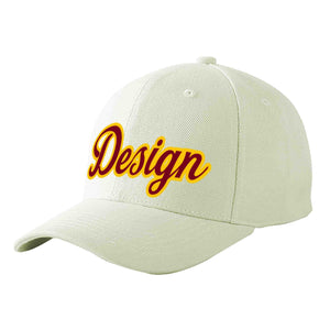 Casquette de baseball incurvée personnalisée crème cramoisi-or avec avant-toit