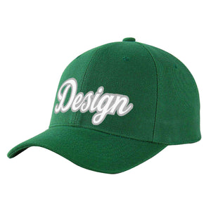 Casquette de baseball incurvée personnalisée vert blanc-gris avec avant-toit