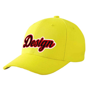 Casquette de baseball personnalisée jaune noir-rouge avec avant-toit incurvé