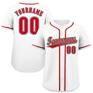 Custom White Red-Black Classic Style Authentic Baseball Jersey