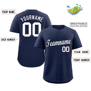 Custom Navy White Classic Style Authentic Baseball Jersey