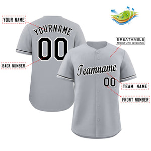 Custom Gray Black-White Classic Style Authentic Baseball Jersey