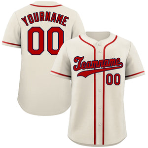 Custom Cream Red-Navy Classic Style Authentic Baseball Jersey