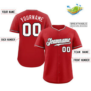 Custom Red White-Black Classic Style Authentic Baseball Jersey