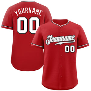 Custom Red White-Black Classic Style Authentic Baseball Jersey