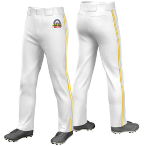 Pantalon de baseball coupe ample, coupe classique, or blanc et or blanc personnalisé