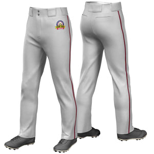 Pantalon de baseball coupe ample extensible gris cramoisi personnalisé