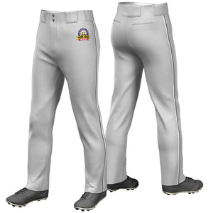 Custom Gray Dark Gray-White Classic Fit Stretch Practice Loose-fit Baseball Pants