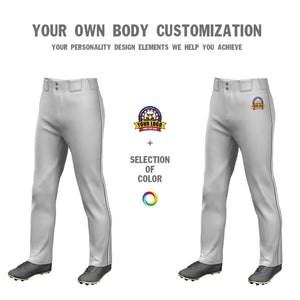 Custom Gray Dark Gray-White Classic Fit Stretch Practice Loose-fit Baseball Pants