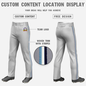 Pantalon de baseball coupe ample, personnalisé, gris, bleu clair, blanc-marine, coupe classique, extensible